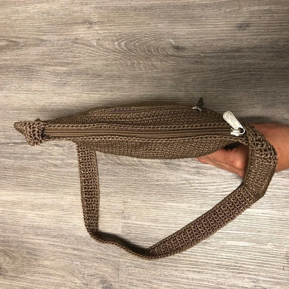 The Sak Knit Crossbody Purse Fabiana Bag Neutral Ton Taupe Tan Chunky Knit Beige